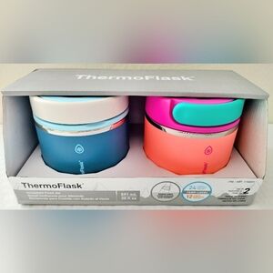 Thermoflask 20 oz Insulated Food Jar 2-Pack Pink Purple Blue Hot Cold 12 Hours